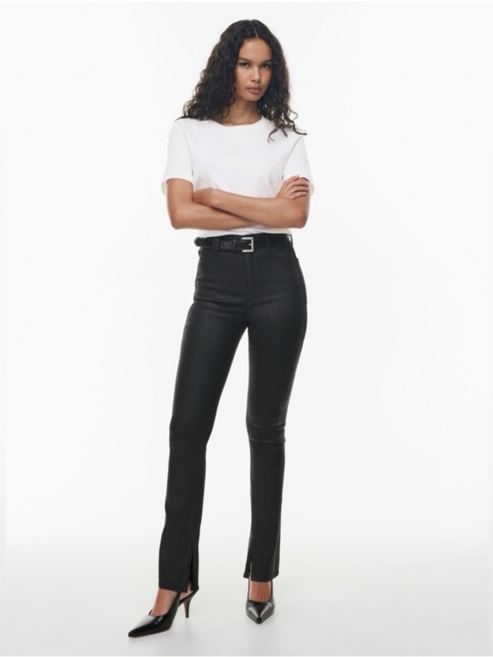 Aritzia Denim Forum Hi-Rise Skinny Jean Coated Stay Black